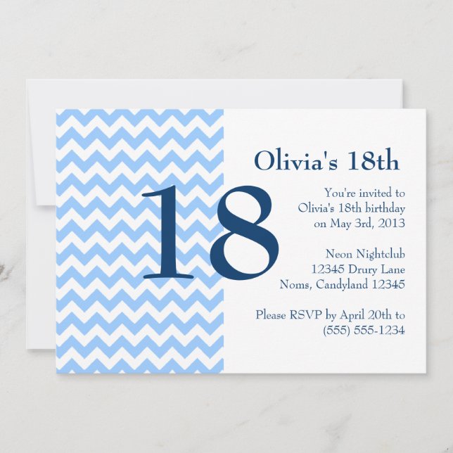 Invitation d'anniversaire de Carolina Blue et Navy (Devant)