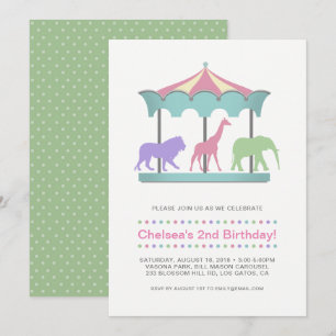 Invitation d'anniversaire de carrousel de safari
