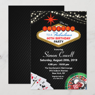 Invitation d'anniversaire de casino de Vegas pour 