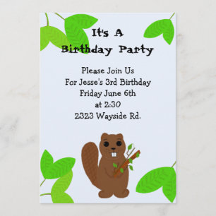 Invitation d'anniversaire de castor de dessin anim