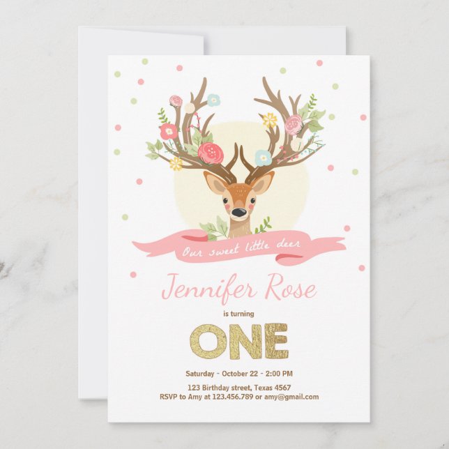 Invitation d'anniversaire de cerfs Antlers Woodlan (Devant)