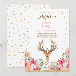 invitation d'anniversaire de cerfs Floral Woodland