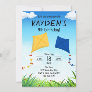 Invitation d'anniversaire de cerfs-volants