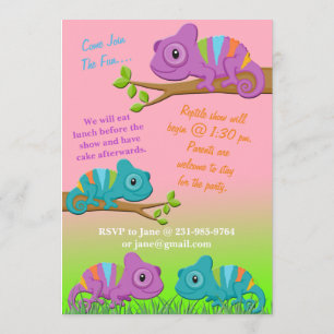 Invitation d'anniversaire de Chameleon