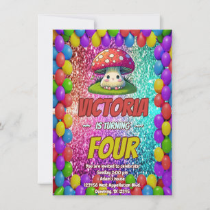 Invitation d'anniversaire de champignons pour enfa