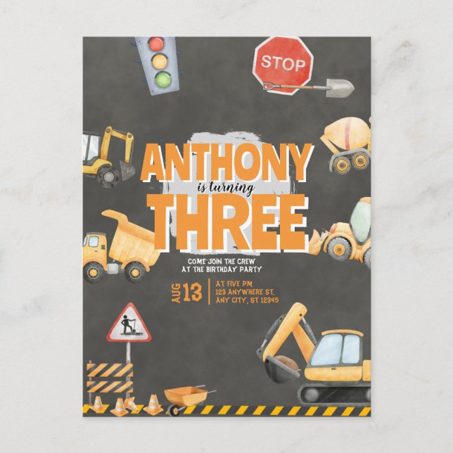 Invitation d'anniversaire de chantier (Devant)