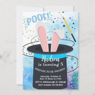 Invitation d'anniversaire de chapeau de magicien e