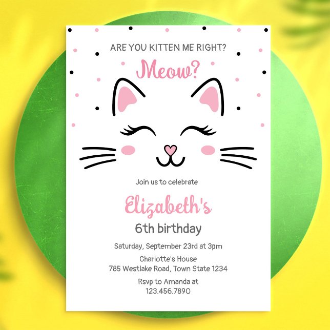 Invitation d'anniversaire de chat de fête de chato (Créateur téléchargé)