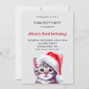 Invitation d'anniversaire de chat mignon. invitati