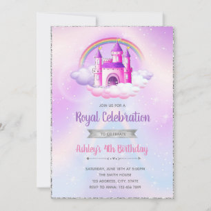 Invitation d'anniversaire de château sur le thème