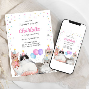 Invitation d'anniversaire de chaton de kitty party