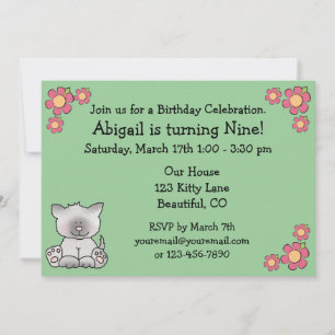 Invitation d'anniversaire de chats Kitty pour fill