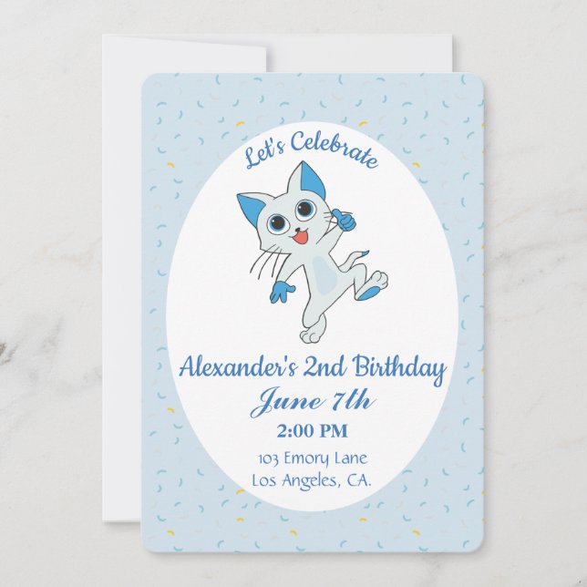 Invitation d'anniversaire de chats mignons (Devant)