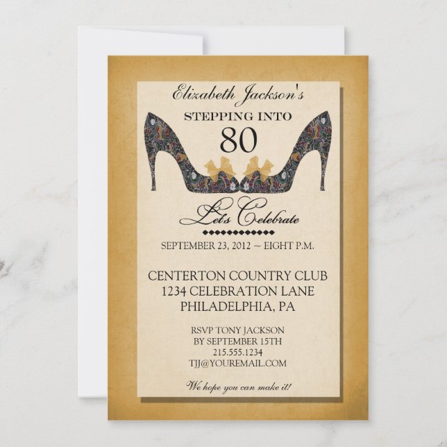 Invitation d'anniversaire de chaussure florale (Devant)