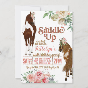 Invitation d'anniversaire de cheval Saddle Up