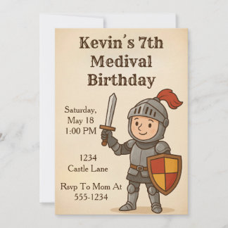 Invitation d'anniversaire de chevalier médiéval