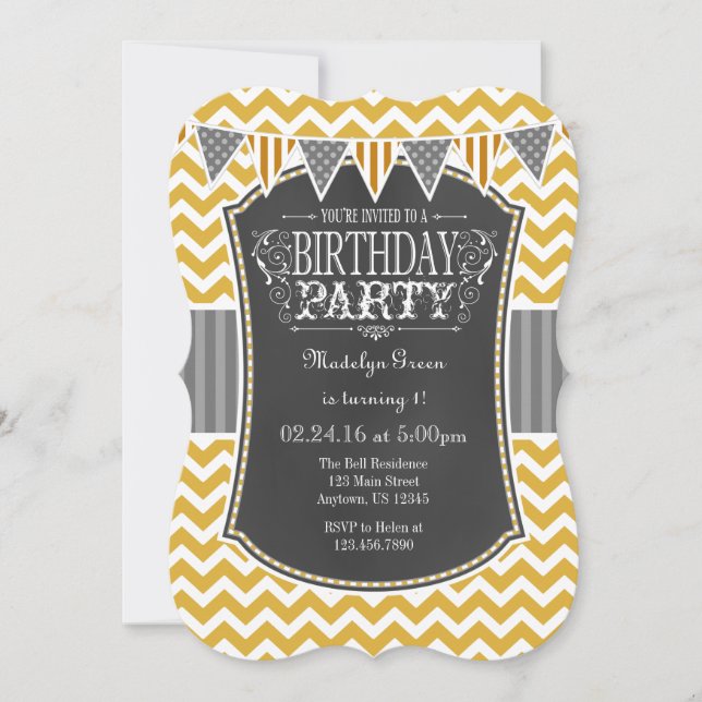 Invitation d'anniversaire de Chevron de tableau (Devant)