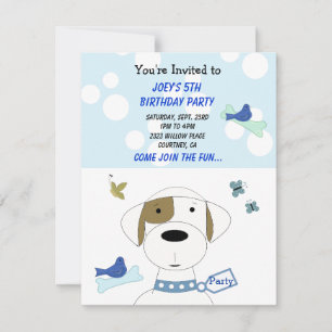 Invitation d'anniversaire de chien de dessin animé