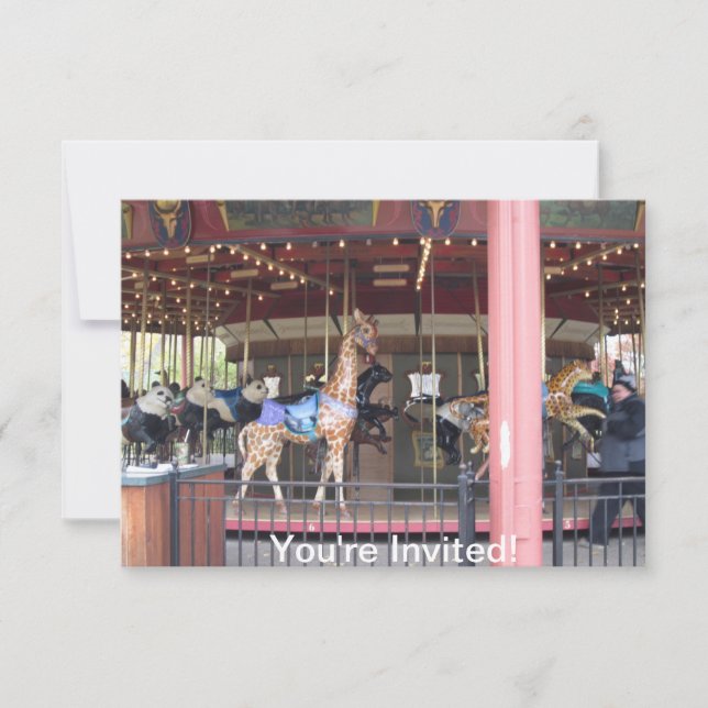 Invitation d'anniversaire de Childs de carrousel (Devant)