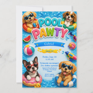 Invitation d'anniversaire de chiot Pool Pawty 