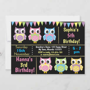 Invitation d'anniversaire de chouette mignonne