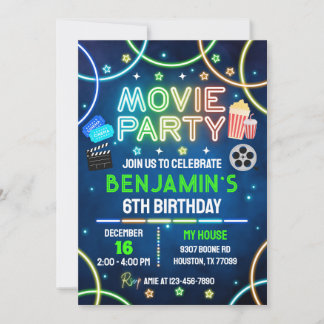 Invitation d'anniversaire de cinéma, film