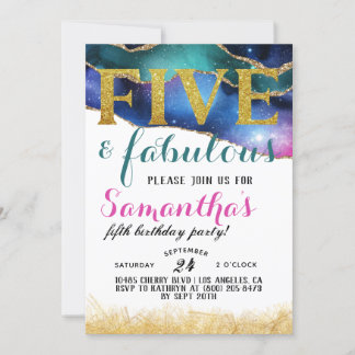 Invitation d'anniversaire de cinq filles fabuleuse