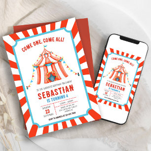 Invitation d'anniversaire de cirque de carnaval