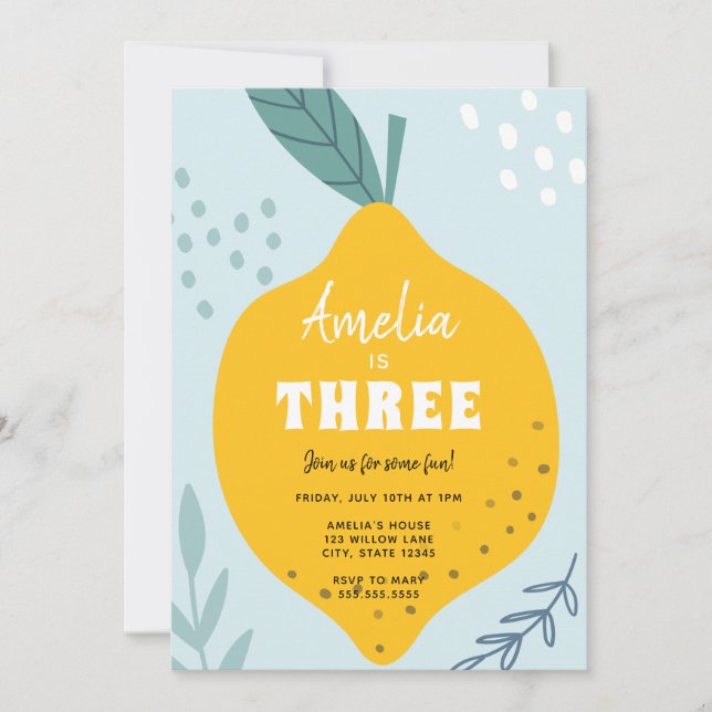 Invitation d'anniversaire de citron (Devant)