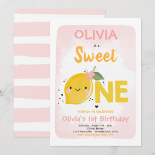 Invitation d'anniversaire de citron sucré un premi