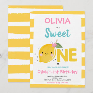 Invitation d'anniversaire de citron sucré un premi