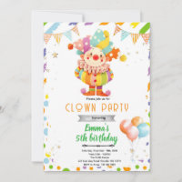 Invitation d'anniversaire de clown mignon