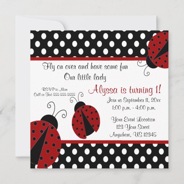 Invitation d'anniversaire de coccinelle (Devant)