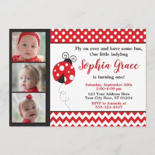 Invitation d'anniversaire de coccinelle avec des