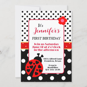 Invitation d'anniversaire de coccinelle mignonne