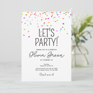 Invitation d'anniversaire de confetti simple et co