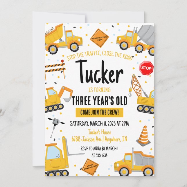 Invitation d'anniversaire de construction (Devant)