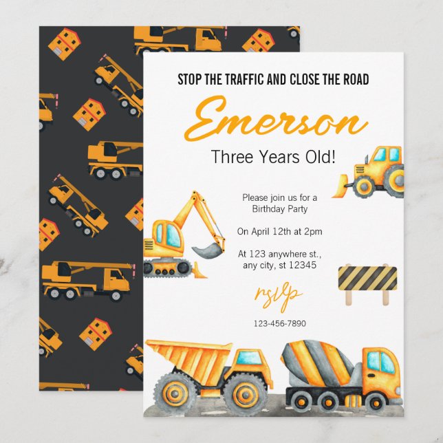 Invitation d'anniversaire de construction (Devant / Derrière)