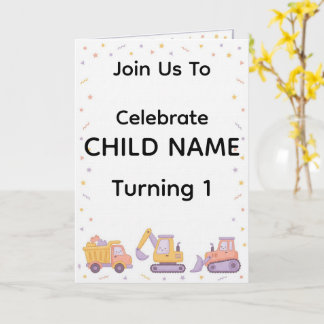 Invitation d'anniversaire de construction | Camion