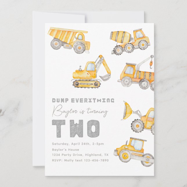 Invitation d'anniversaire de construction | Constr (Devant)