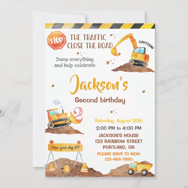 Invitation d'anniversaire de construction invitati (Devant)