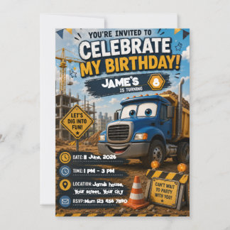 Invitation d'anniversaire de construction modifiab