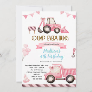 Invitation d'anniversaire de construction rose