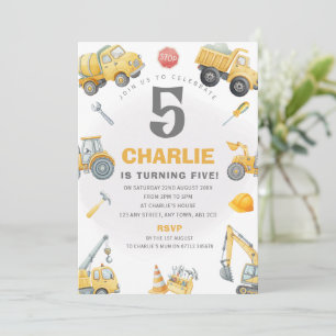 Invitation d'anniversaire de construction Thème de