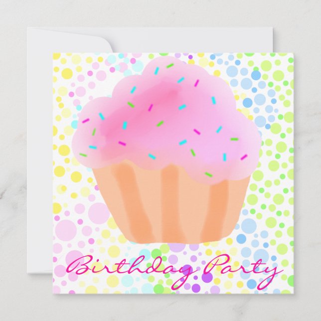 Invitation d'anniversaire de Coupe de Couleur Mult (Devant)