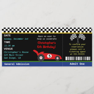 Invitation d'anniversaire de coureur de voiture de