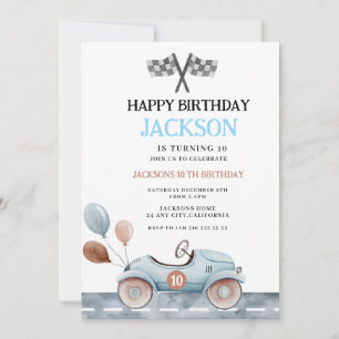 Invitation d'anniversaire de course automobile pou