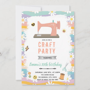 Invitation d'anniversaire de couture rétro