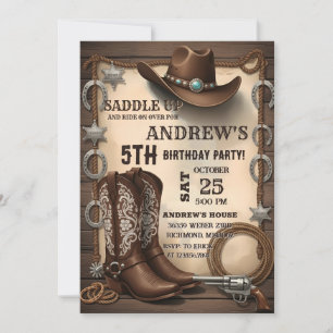 Invitation d'anniversaire de cow-boy de selle de c