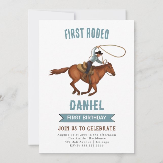 Invitation d'anniversaire de Cowboy 1ère invitatio (Devant)